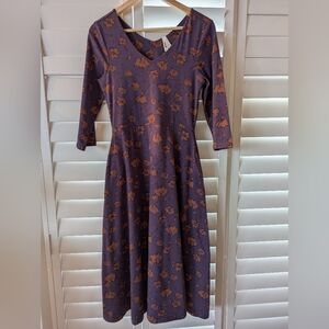 Purple Floral Midi Dress